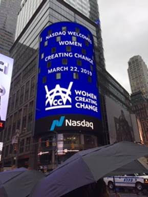 RPJ Partner Heidi Reavis reps Women's City Club of New York at NASDAQ opening in honor of WCC name change to Women Creating Change