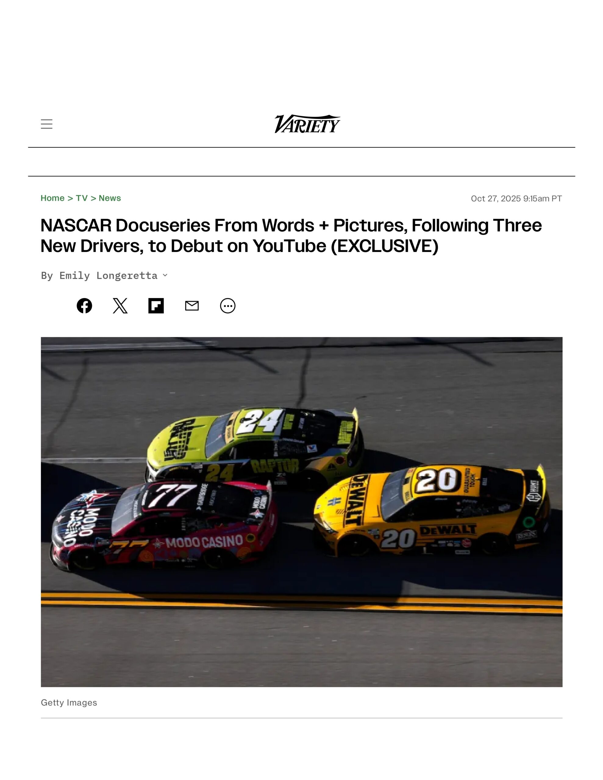 RPJ Client Words + Pictures New NASCAR Docuseries “Rising”
