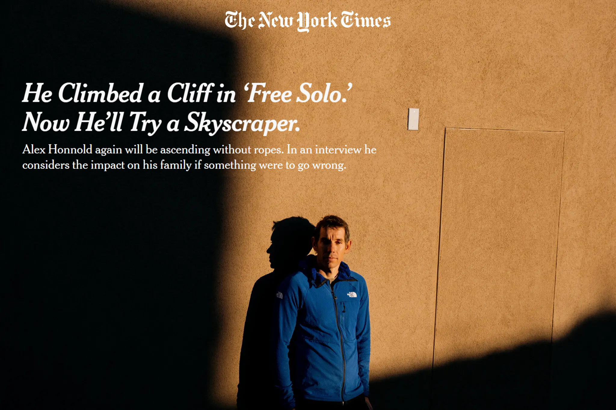 New York Times Profiles RPJ Client Alex Honnold Ahead of Taipei 101 Climb