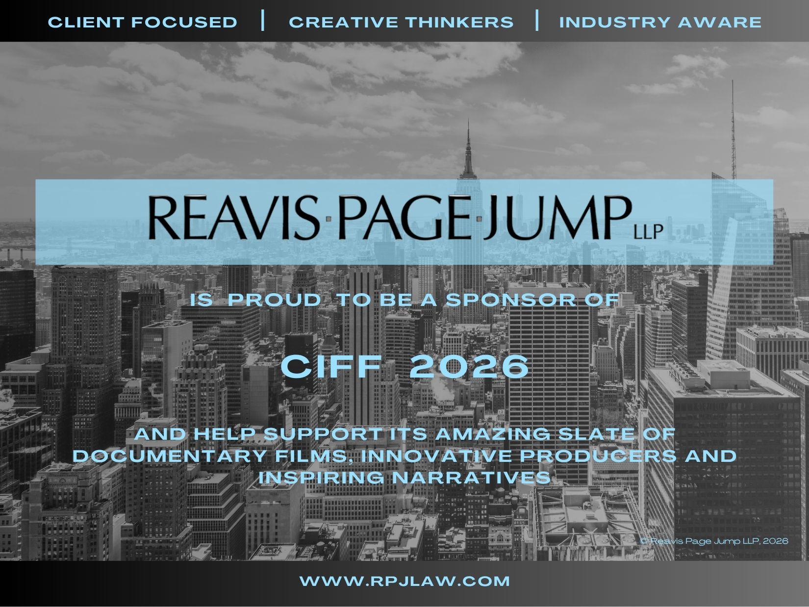 RPJ Returns as a Proud Sponsor of the 2026 Camden International Film Festival (CIFF), Beginning September 17th