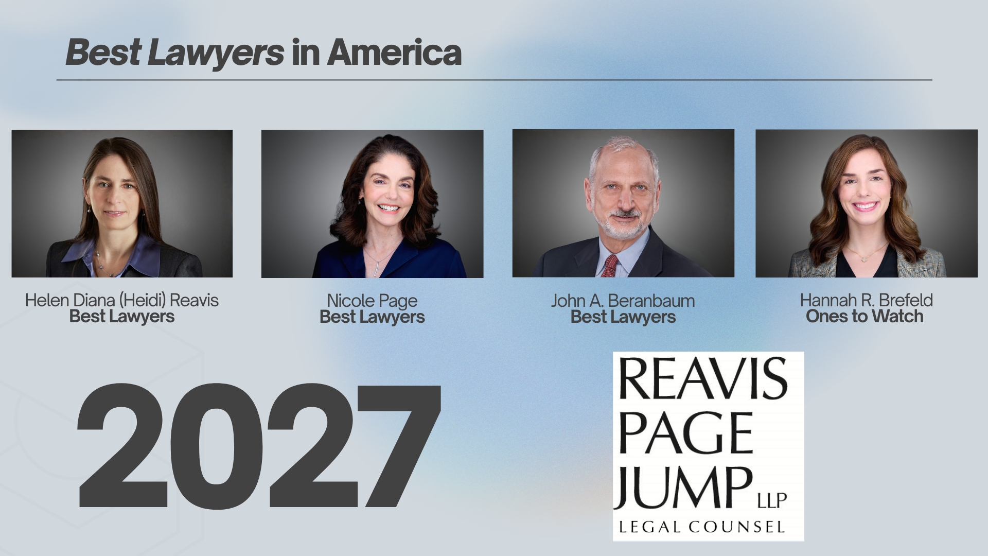 Helen Diana (Heidi) Reavis, Nicole Page, John Beranbaum, and Hannah Brefeld Recognized in Best Lawyers